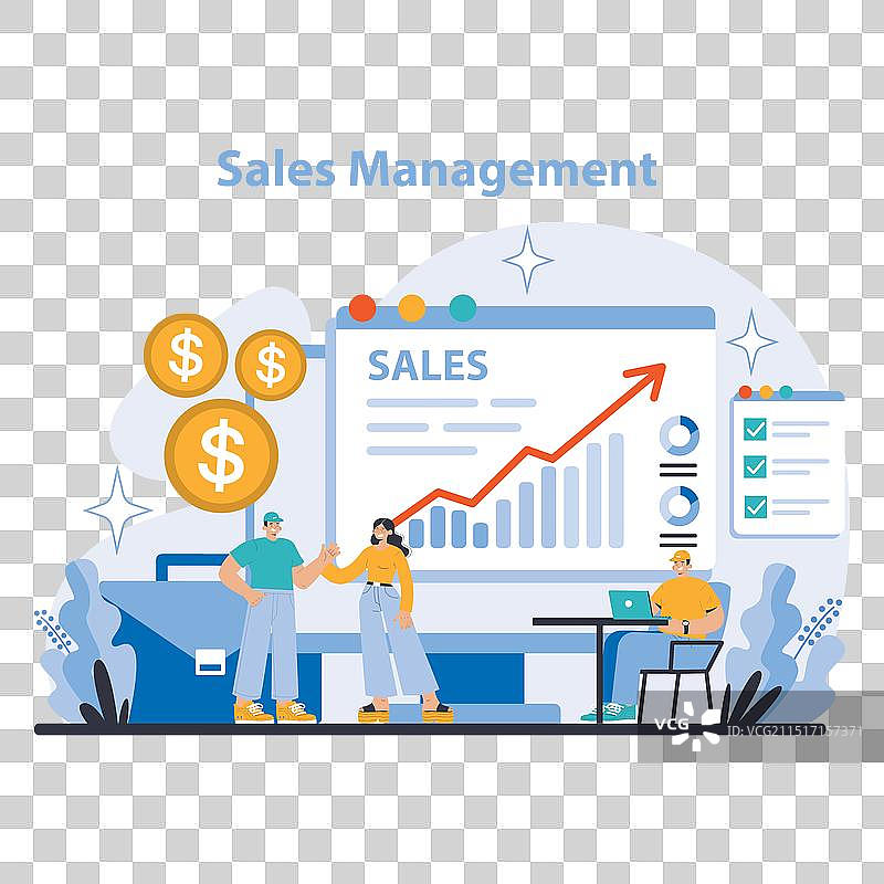 扁平风格的营销和销售概念图片素材