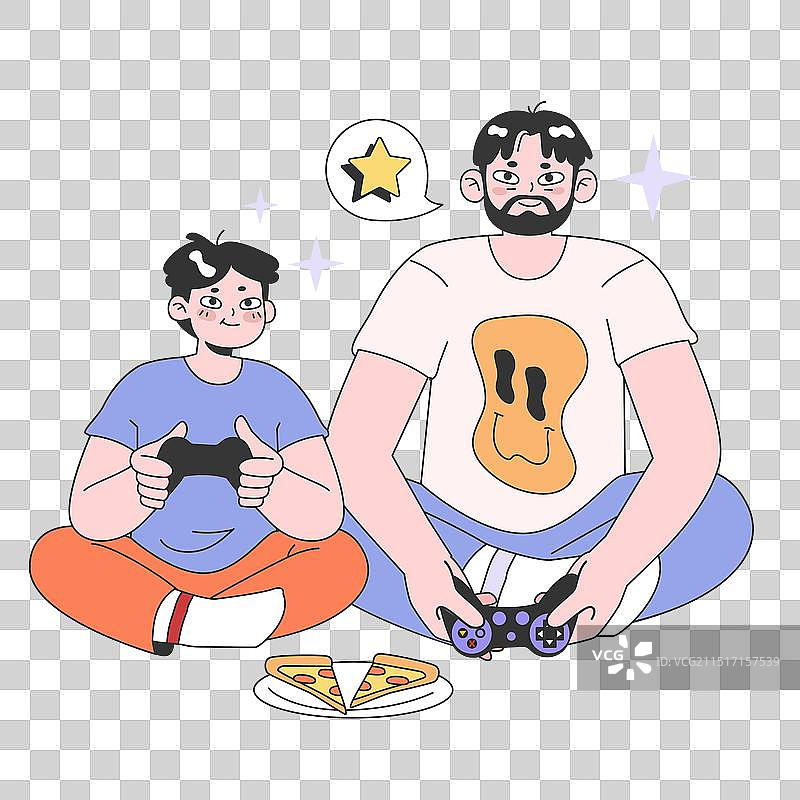 父子一起玩电子游戏图片素材