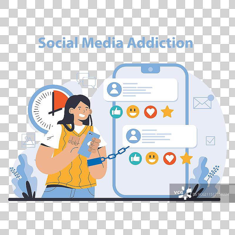 网络成瘾概念扁平设计图片素材