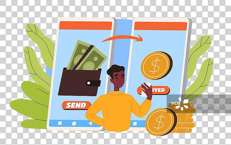 男人进行数字转账图片素材