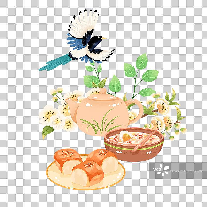 春季茶点装饰组合素材图片素材