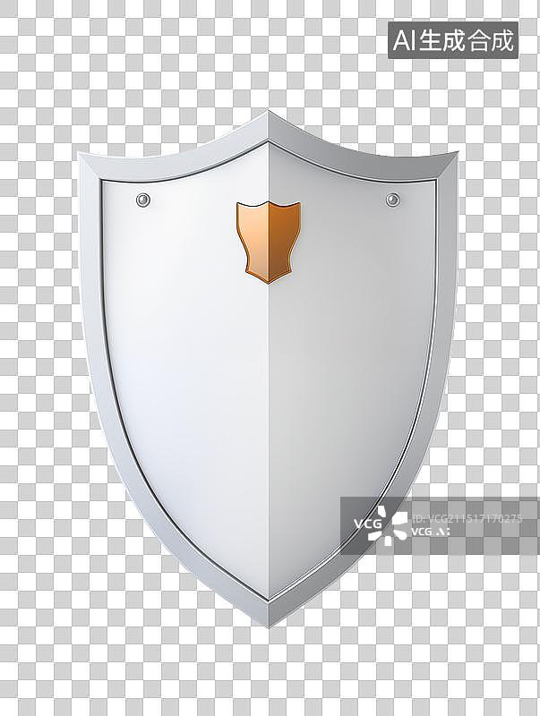 【AI数字艺术】银色的3D盾牌图片素材