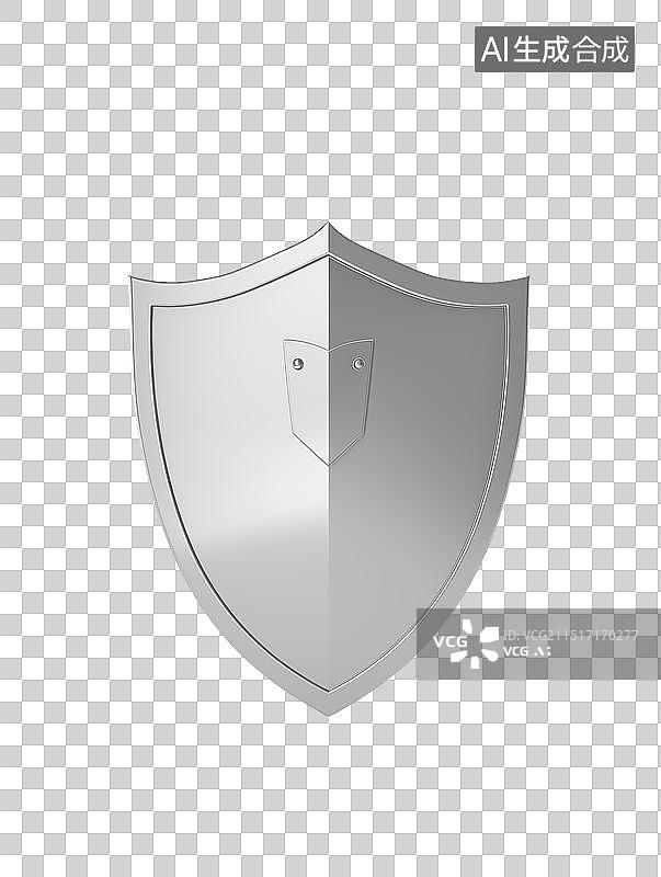 【AI数字艺术】银色的3D盾牌图片素材