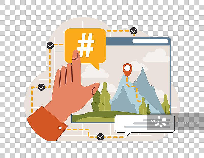 使用数字设备的话题标签字符图片素材