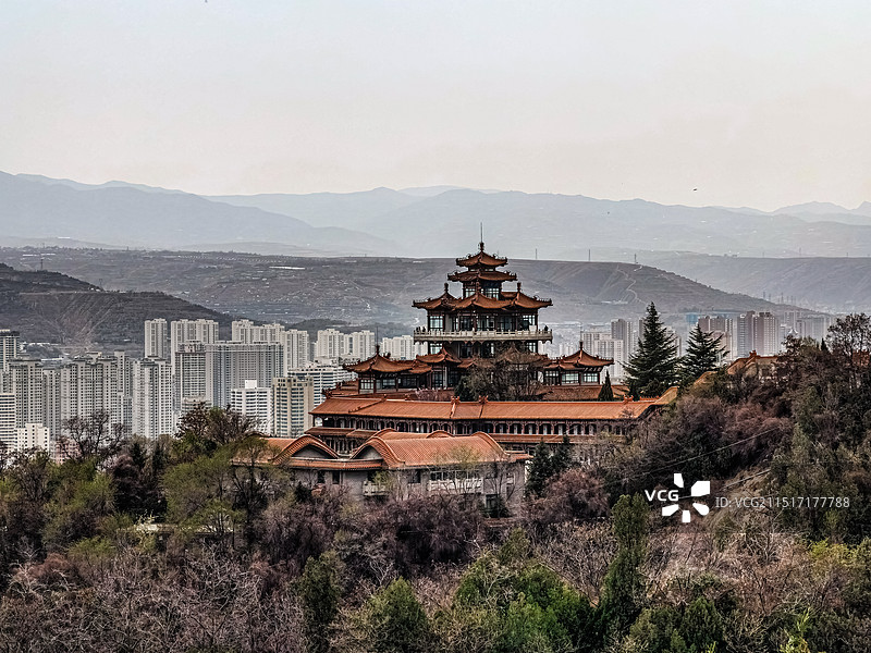 航拍视角下的兰州黄河碑林图片素材