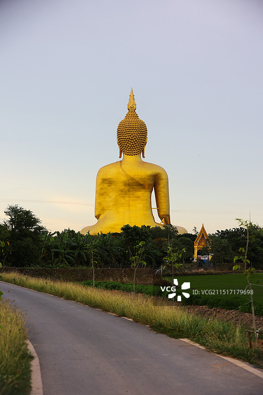 泰国红统府金色大佛WAT MUANG泰国最大的佛图片素材
