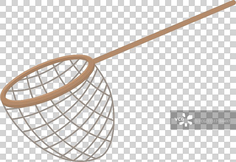 带木柄的捕鱼渔网图片素材