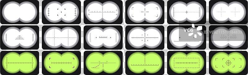 双筒望远镜取景器图标集图片素材