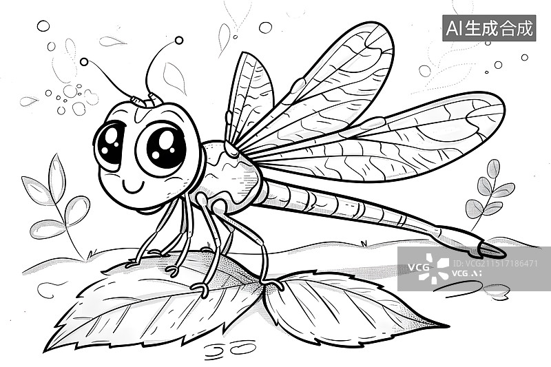 【AI数字艺术】素描简笔画一只小蜻蜓图片素材