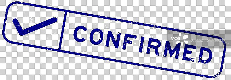 蓝色Grunge风格已确认文字右侧勾选标记图片素材