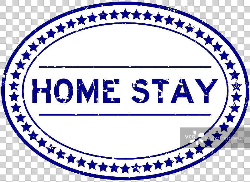 蓝色做旧风格民宿文字椭圆形橡胶印章图片素材