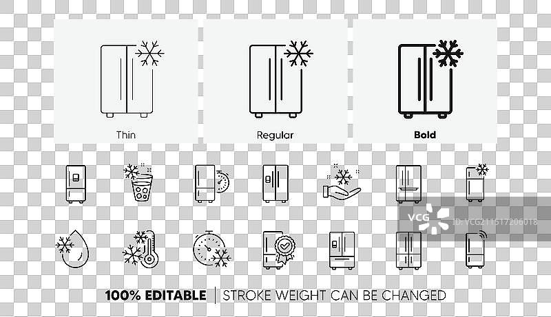 冰箱线条图标合集图片素材
