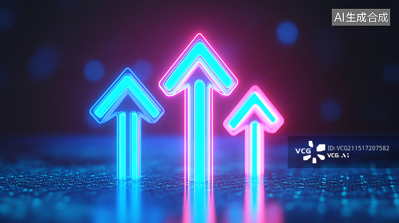 【AI数字艺术】金融科技向上箭头图表股市金融经济增长插图图片素材