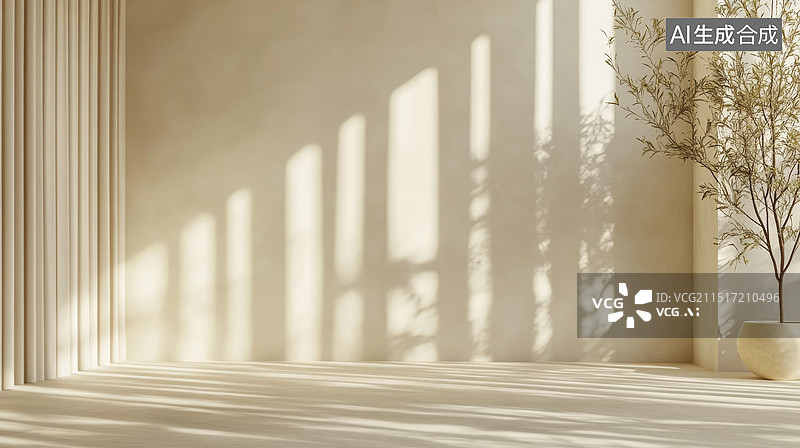 【AI数字艺术】金色室内空间背景图片素材