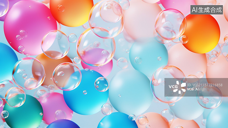 【AI数字艺术】彩色气泡背景图图片素材
