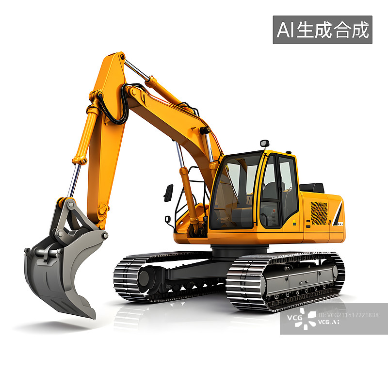 【AI数字艺术】挖掘机 卡通形象劳动节工业建造概念插图图片素材