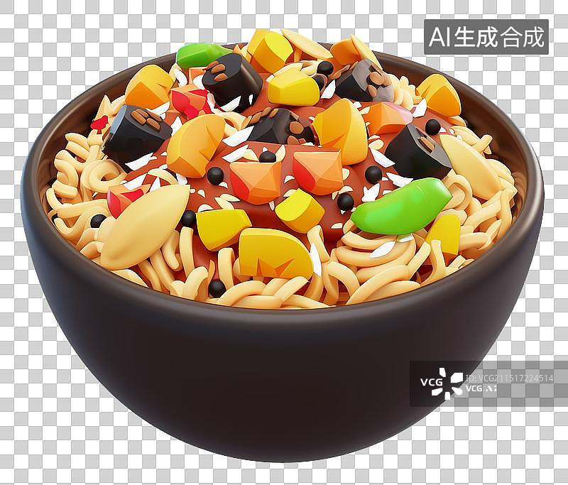 【AI数字艺术】一锅年夜饭菜品，特色美食插画，海鲜大餐卡通素材元素，三维卡通火锅烩菜麻辣烫插画素材图片素材