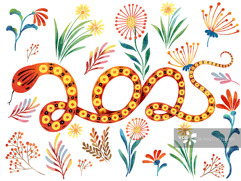 2025年蛇年插画图片素材