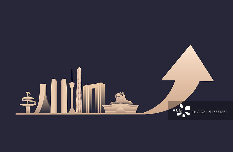 成都黑金城市经济增长城市GDP高端理财股市箭头涨幅上涨互联网金融证券活动矢量插画图片素材