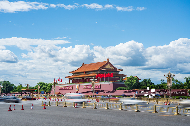 北京天安门风景蓝天白云图片素材
