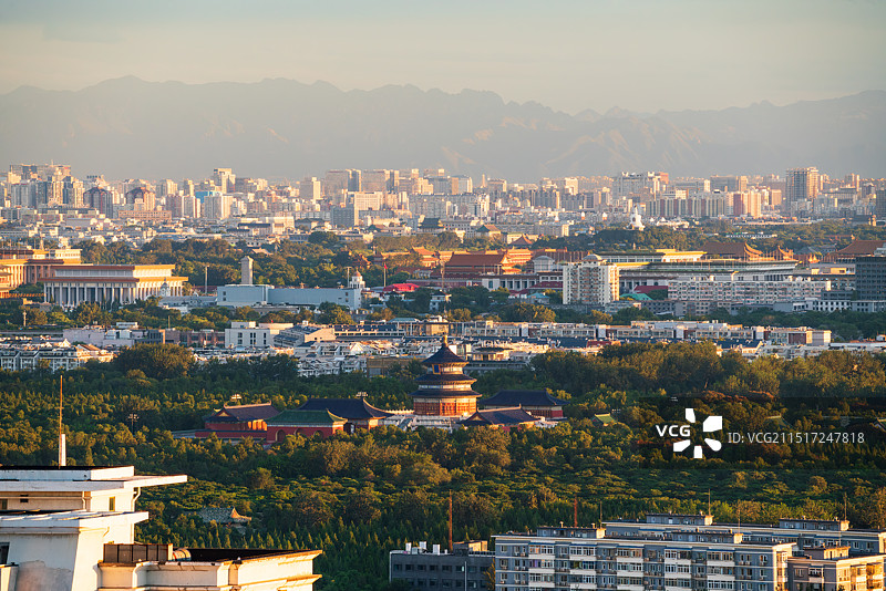北京风景天坛祈年殿与天安门图片素材