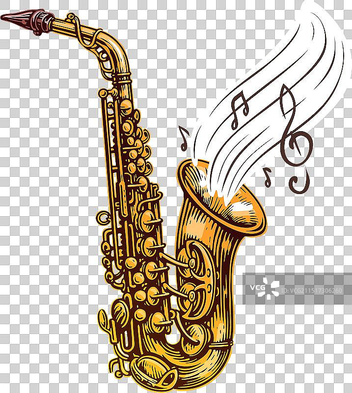 带有音符的乐器萨克斯图片素材
