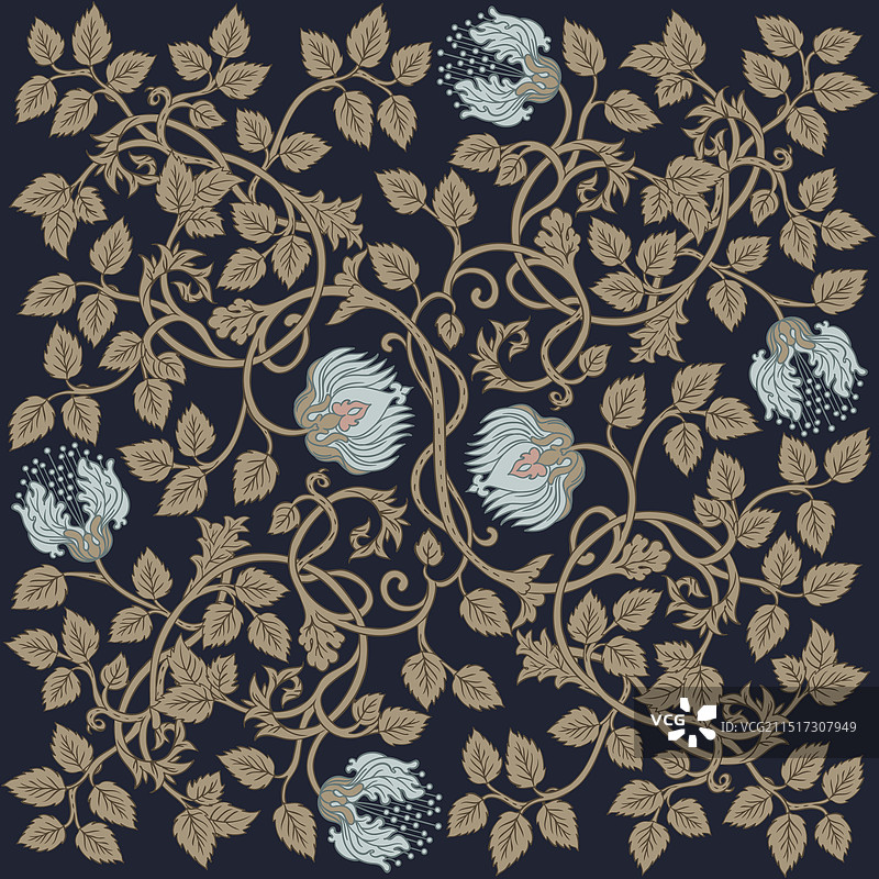 复古花卉无缝图案图片素材