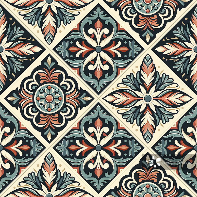 复古瓷砖无缝背景图案图片素材