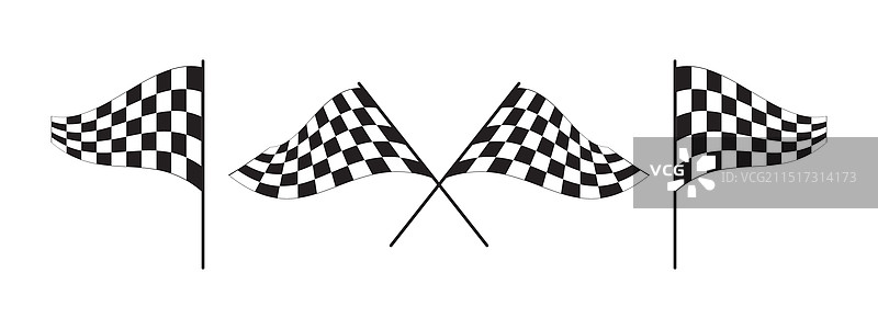 一根和两根交叉挥舞的赛旗图片素材