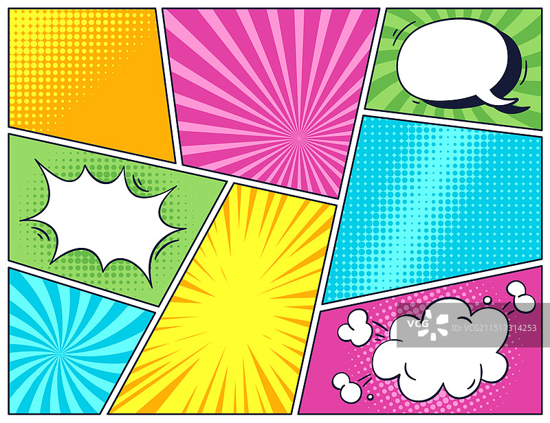 波普艺术风格漫画书页面模板图片素材