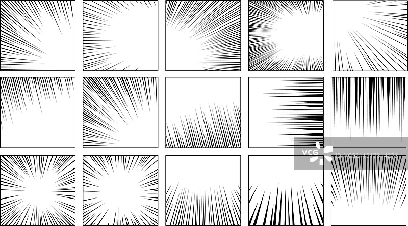 漫画书方形背景与漫画速度线图片素材