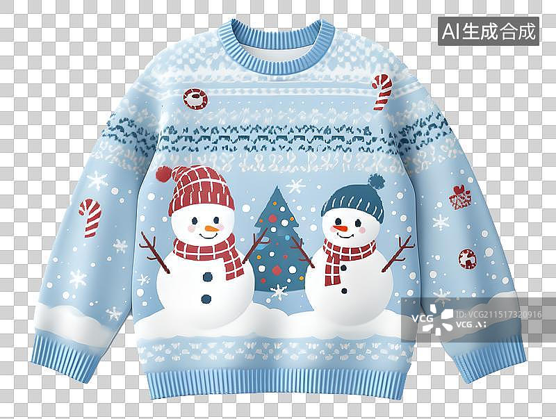 【AI数字艺术】蓝色雪人冬季毛衣图片素材