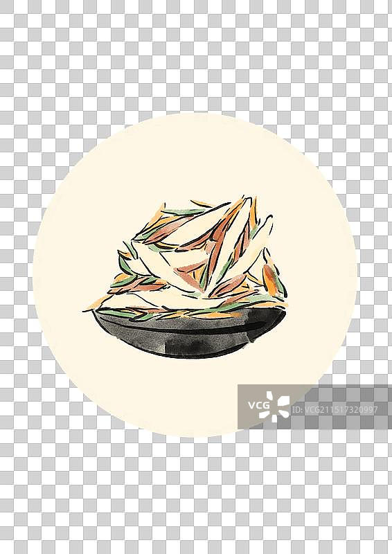 国潮风南宁美食插画元素-炒粉虫图片素材