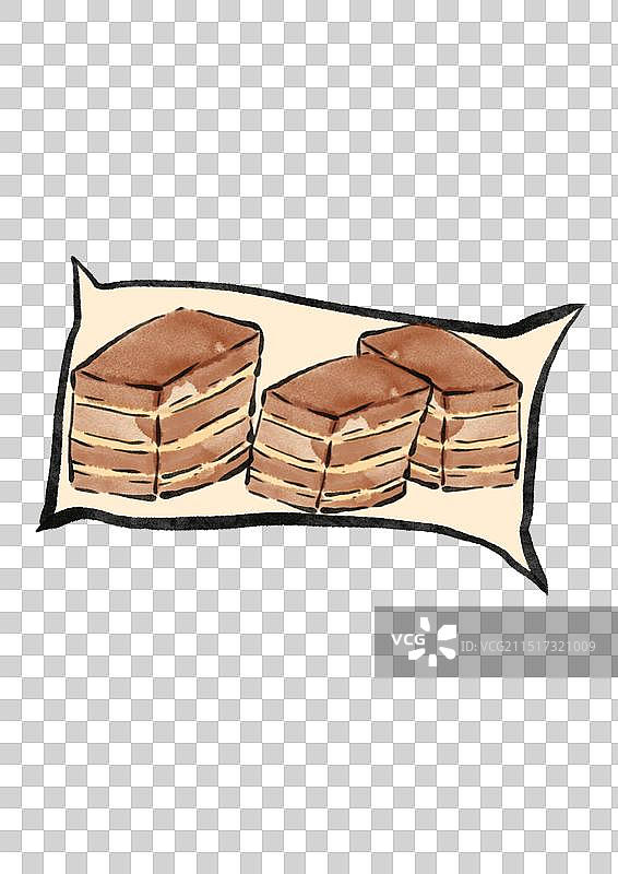 国潮风南宁美食插画元素-马蹄糕图片素材