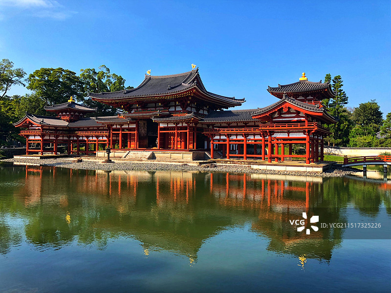 日本京都宇治平等院凤凰堂全景图片素材