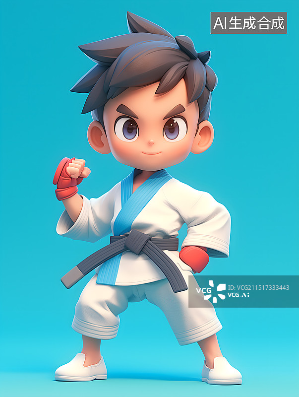 【AI数字艺术】3D卡通跆拳道运动员图片素材