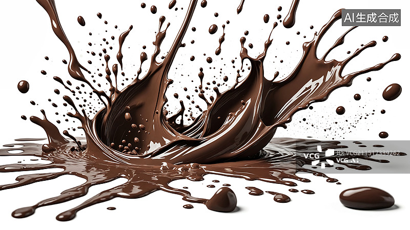 【AI数字艺术】巧克力液滴飞溅图片素材