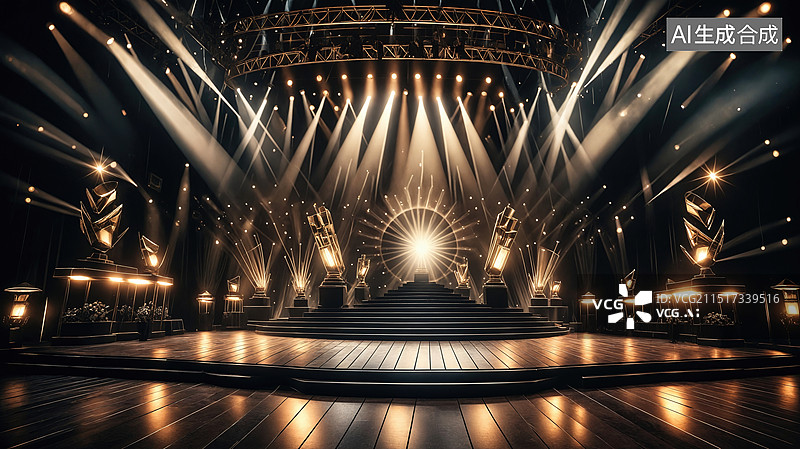 【AI数字艺术】璀璨舞台灯光秀图片素材