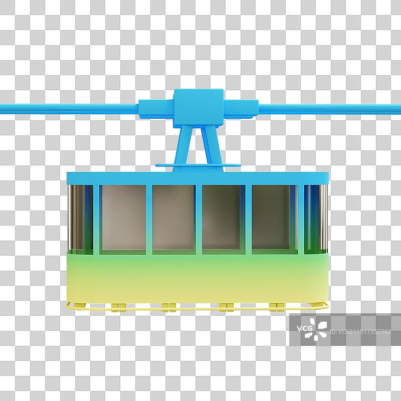 3D立体卡通风格的重庆市地标建筑重庆长江索道缆车免抠图形图片素材