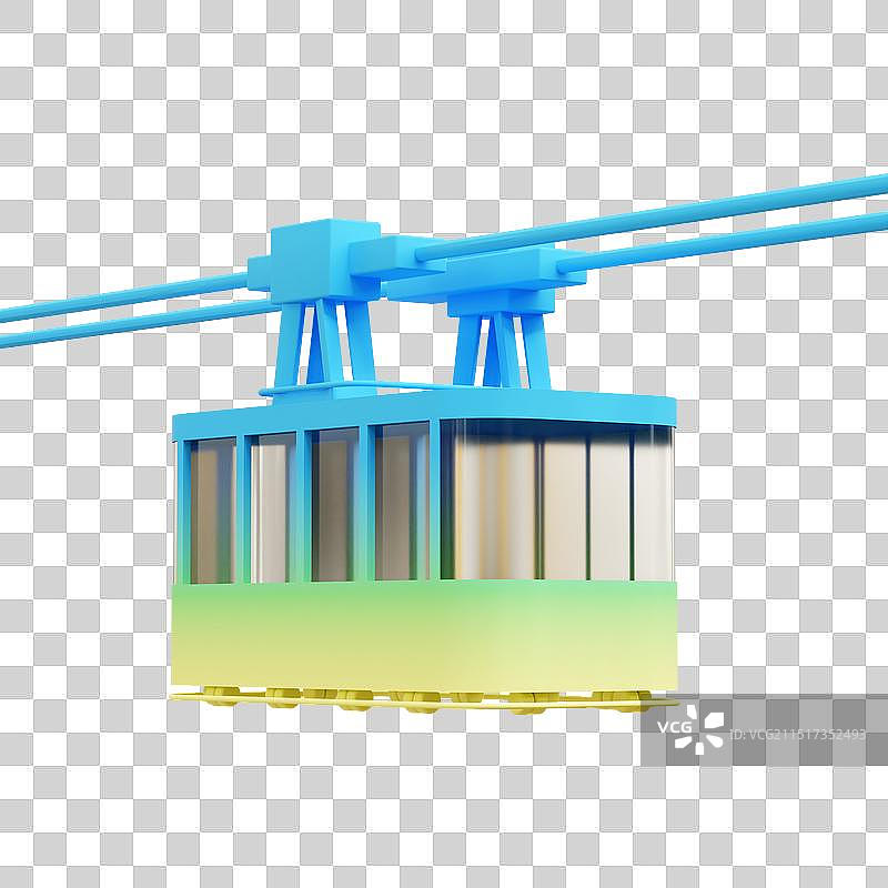 3D立体卡通风格的重庆市地标建筑重庆长江索道缆车免抠图形图片素材