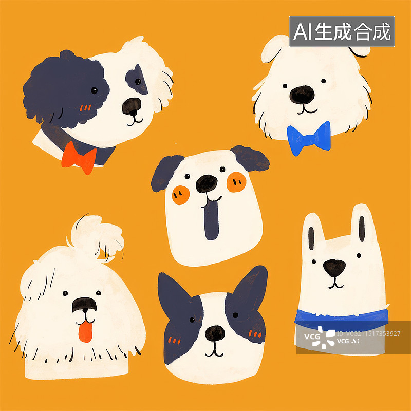 【AI数字艺术】可爱的小狗卡通插图图片素材