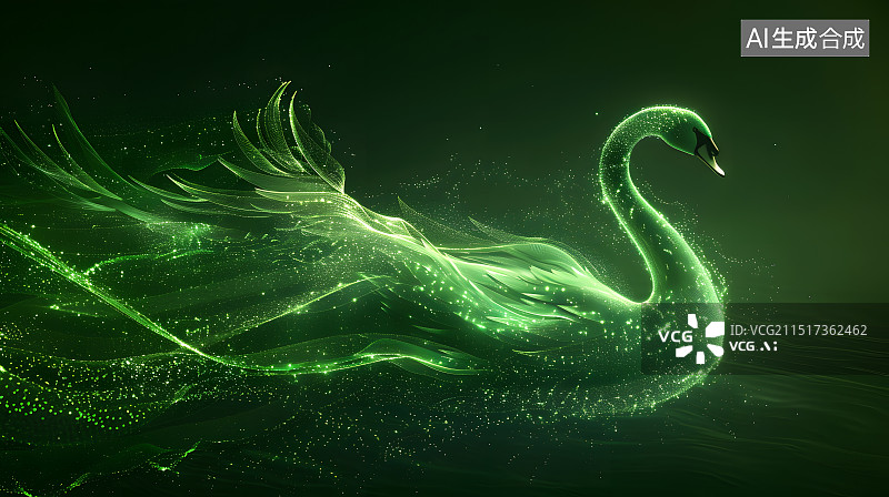 【AI数字艺术】电脑数字成像一只天鹅图片素材