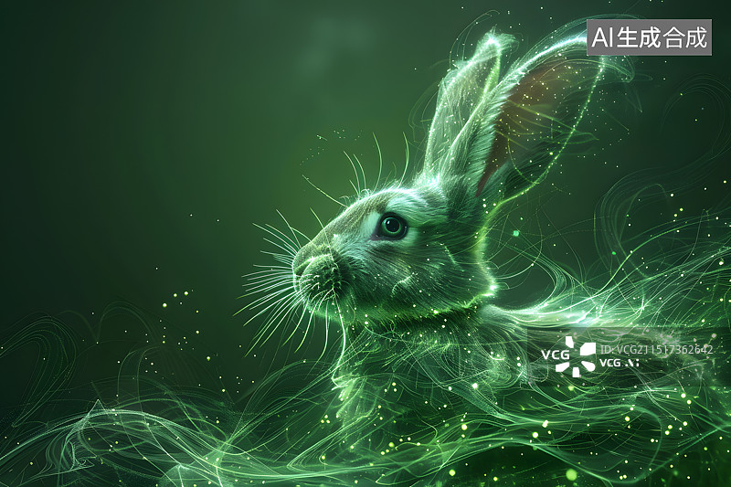 【AI数字艺术】电脑数字成像一只数码兔子图片素材