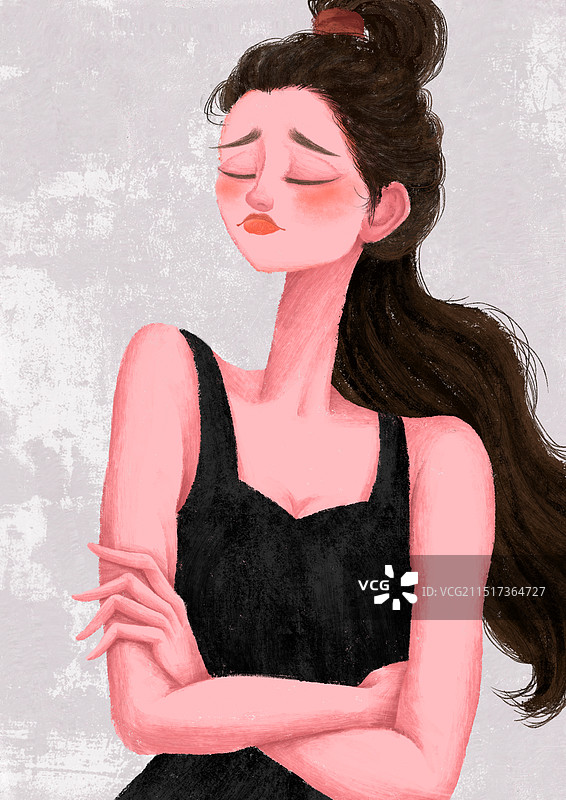 一个生气可爱的女孩半身图片素材