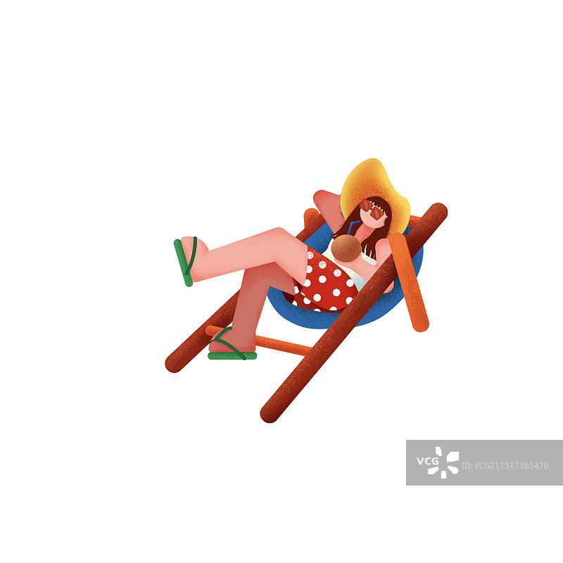 一个人躺在沙滩椅嗮太阳图片素材