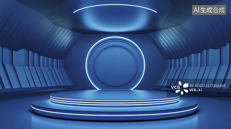 【AI数字艺术】3D机甲风C4D科幻科技展台背景图片素材