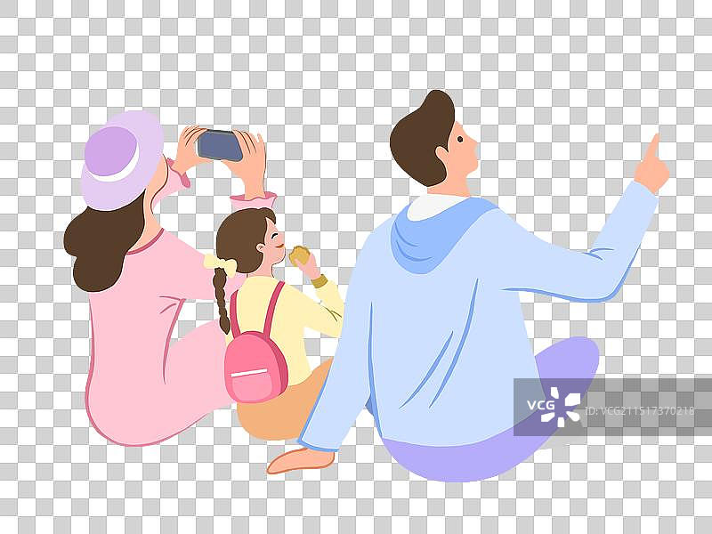 看风景的一家人图片素材