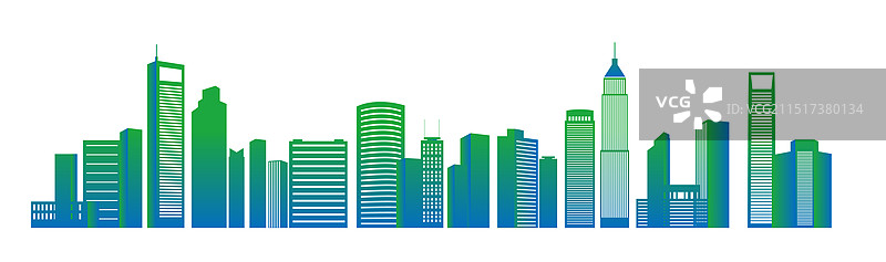 彩色城市建筑都市风景剪影矢量插画图片素材