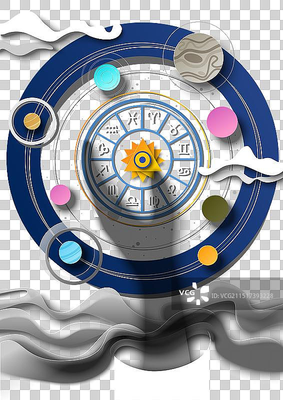 占星术科学创意剪纸艺术风格图片素材