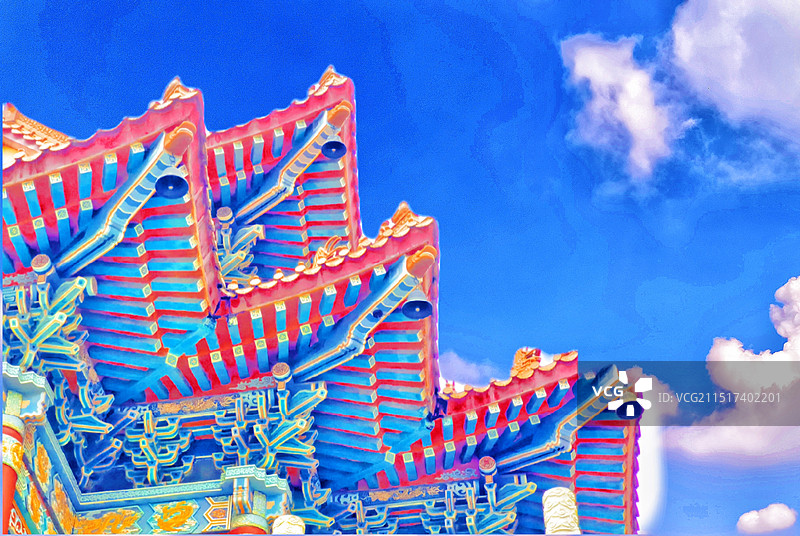 广州圆玄道观飞檐美图片素材